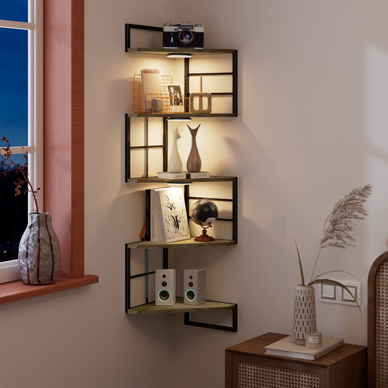 Floating Corner Shelves With Light