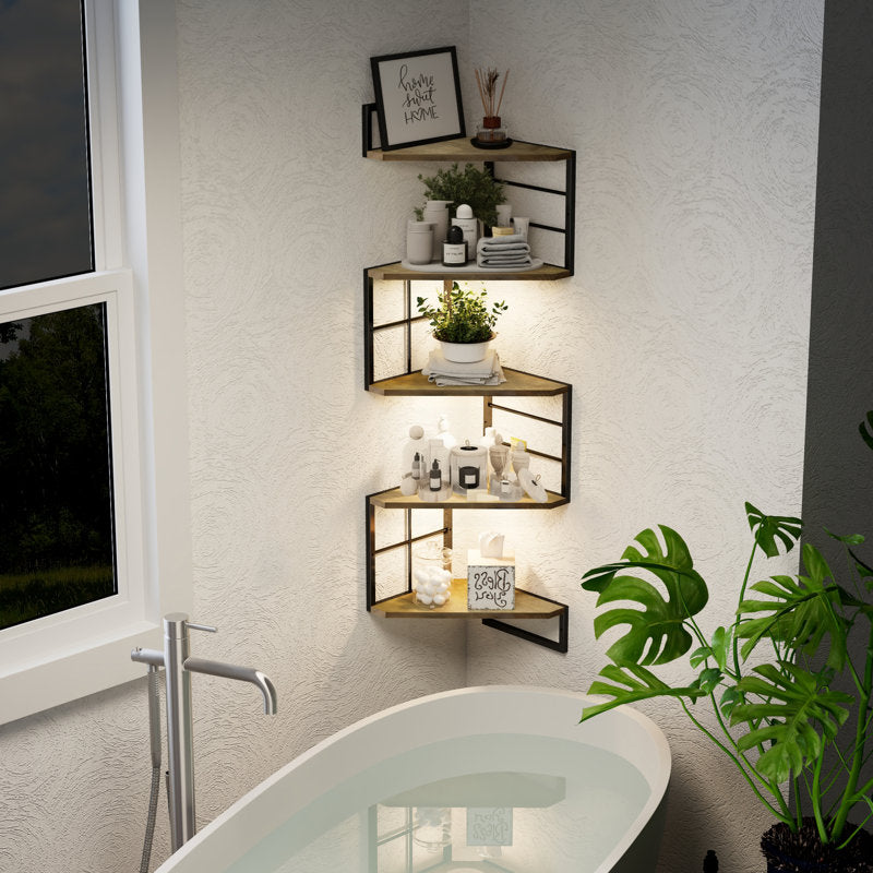 Floating Corner Shelves With Light