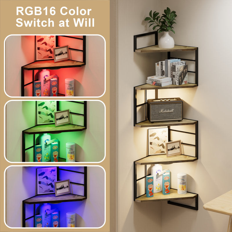 Floating Corner Shelves With Light