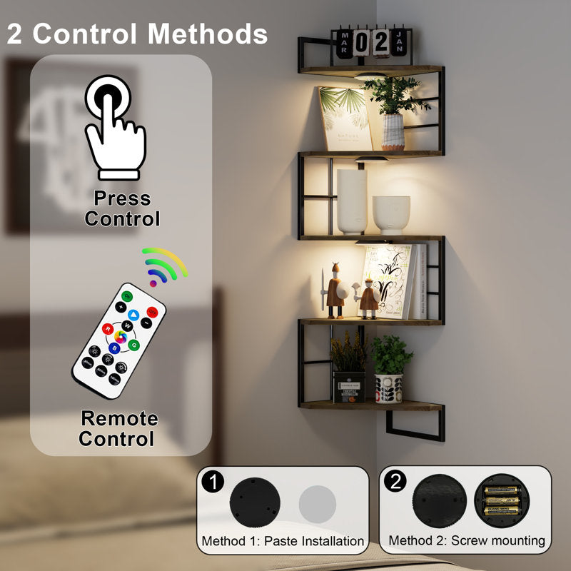 Floating Corner Shelves With Light