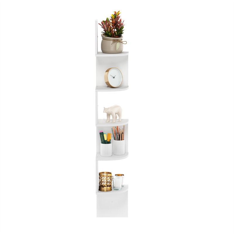 Traeshon Wrought Studio Gionnie 5-Tier Wall Mount Floating Radial Corner Shelf