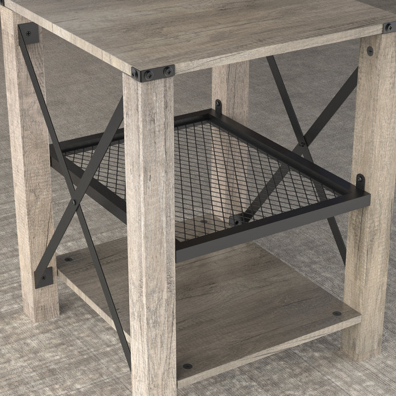 Eidelweiss Tall End Table with USB Ports and Open Shelves