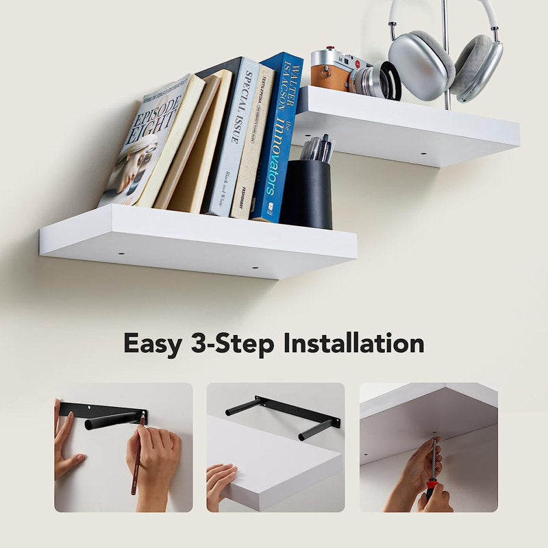 Wide Wood Floating Shelves Set for Bathroom, Kitchen, Bedroom, Wall Shelf Display Shelves