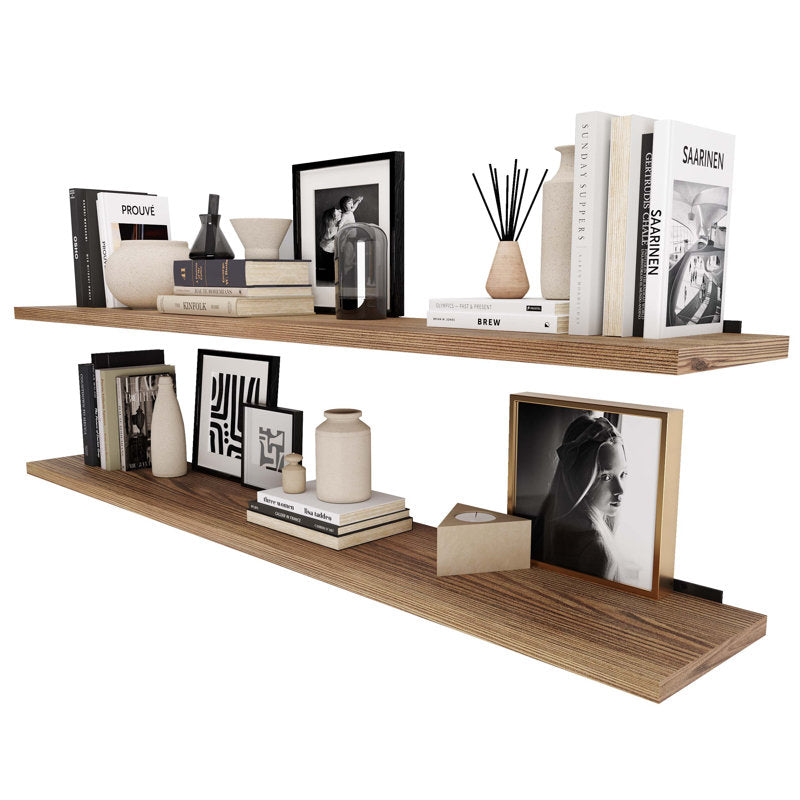 60 Inch Long Floating Bookshelf For Living Room, Hanging Shelves For Wall, Rustic & Boho