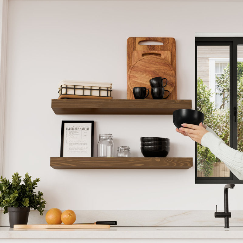 Solid Wood Floating Shelves, Wooden Shelves for Wall Storage