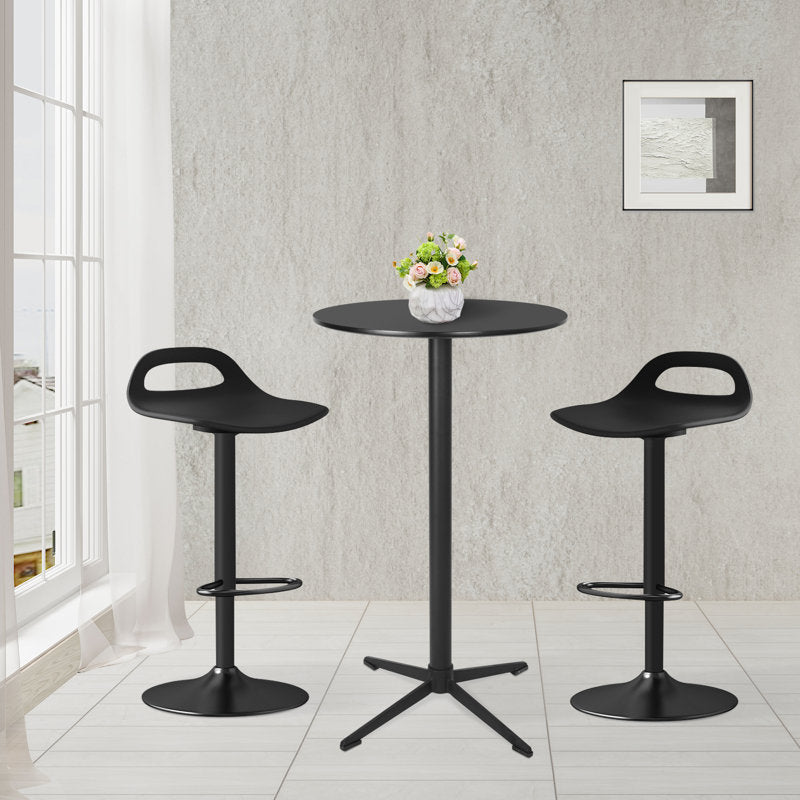 Round Metal Base Height-Adjustable Dining Table