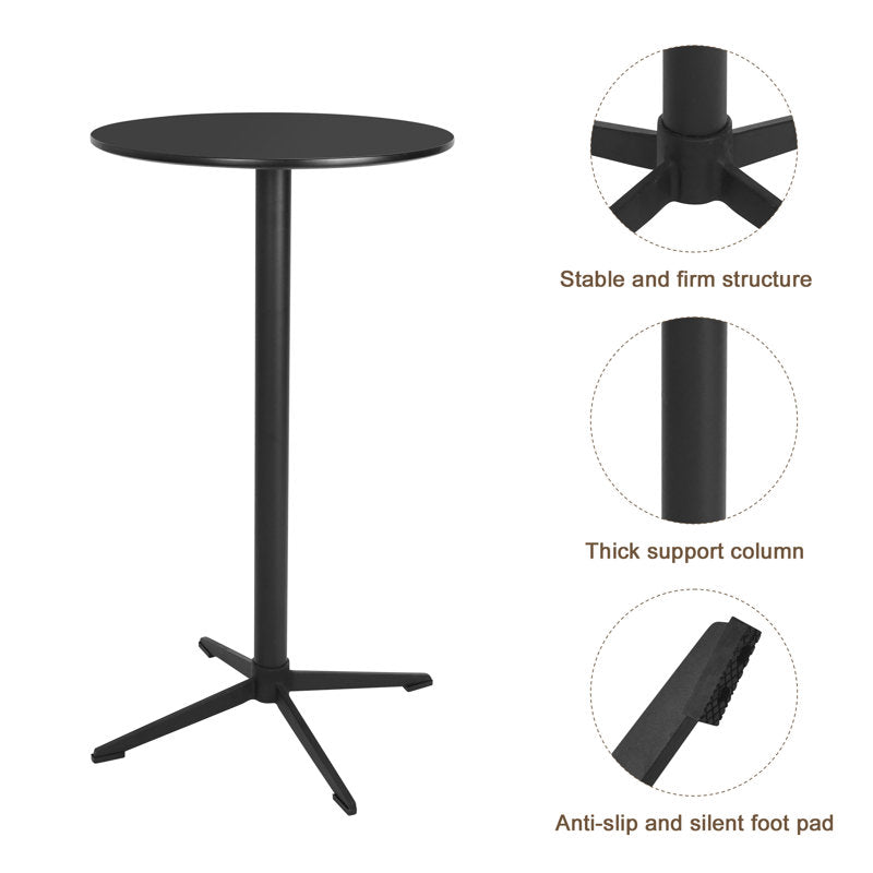 Round Metal Base Height-Adjustable Dining Table