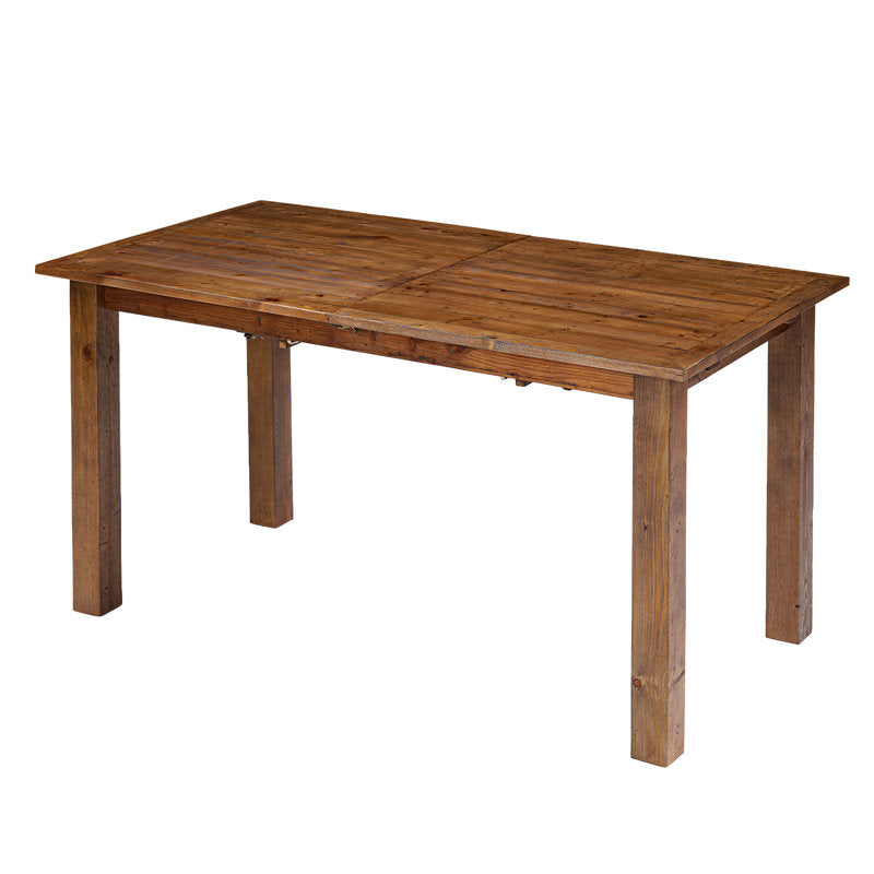 Rectangular Extendable Solid Reclaimed Pine Dining Table, Seats 4-6
