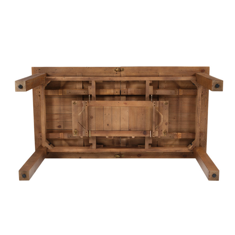 Rectangular Extendable Solid Reclaimed Pine Dining Table, Seats 4-6