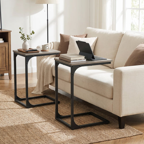 Faux Marble C-Shaped End Table Set (Set of 2)