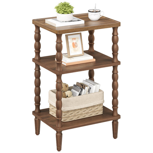 3-Tier Small End Table with Solid Wood Legs