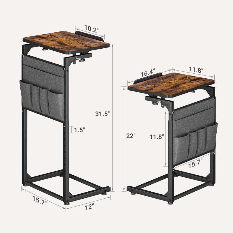 Adjustable Swivel C-Side Table with Height Control