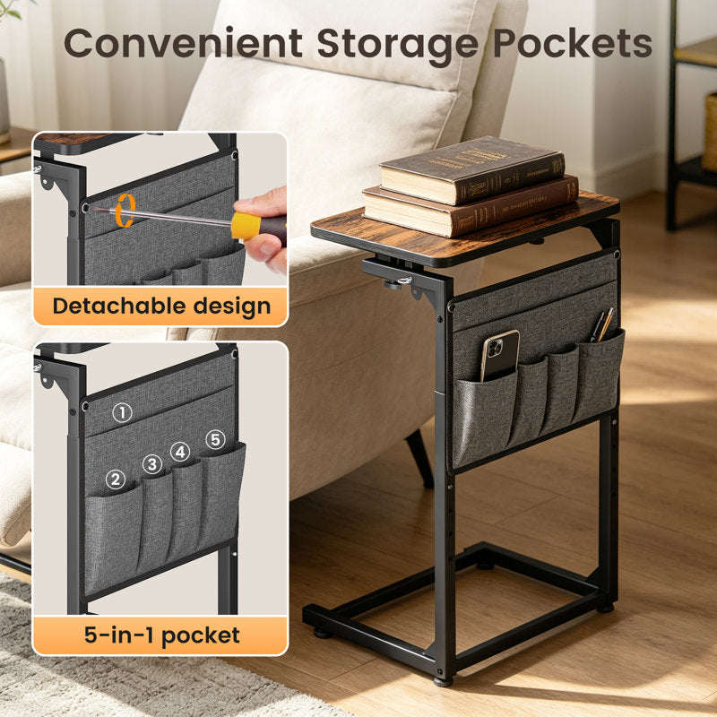 Adjustable Swivel C-Side Table with Height Control