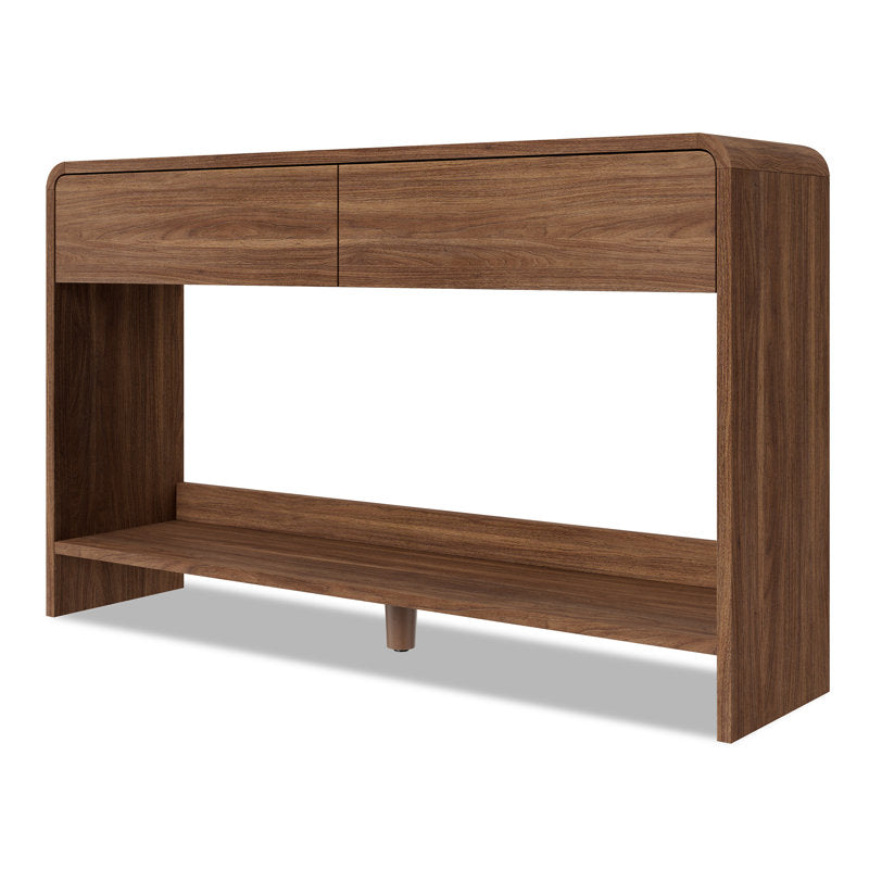 Dulane 45" Modern Console Table with 2 Drawers,Open Shelf ,Curved Edges,Black