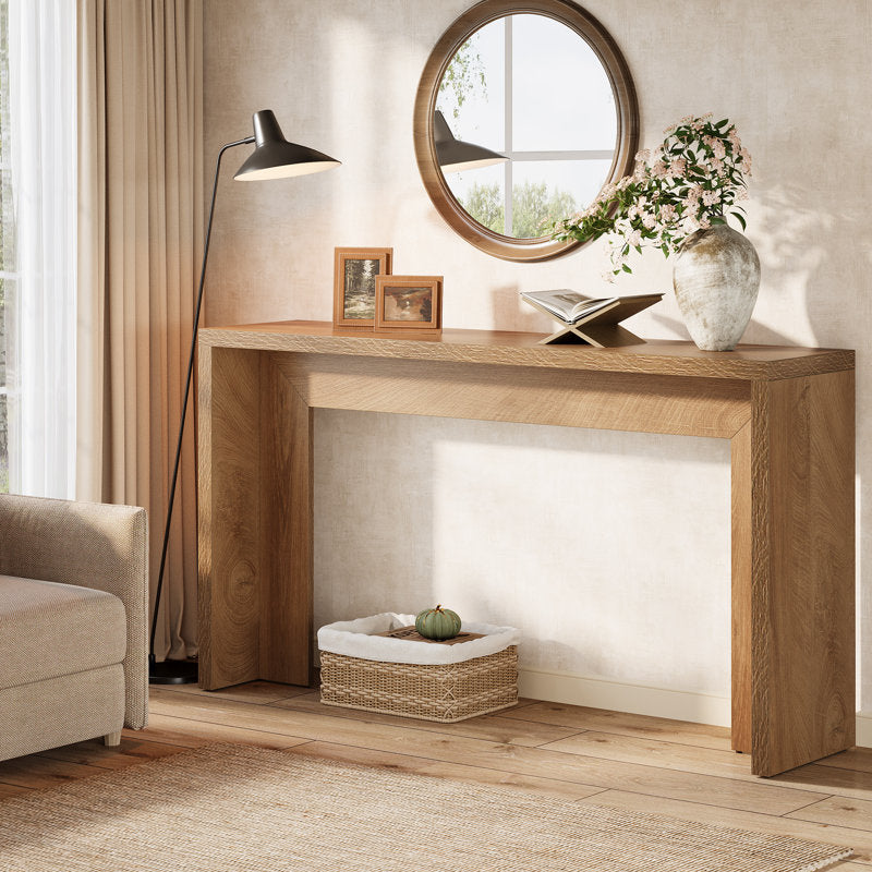 Breslow 55" Wide Rectangular Console Table in Black Grain