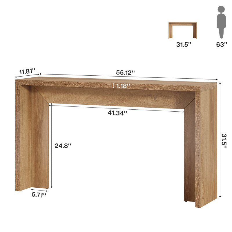 Breslow 55" Wide Rectangular Console Table in Black Grain