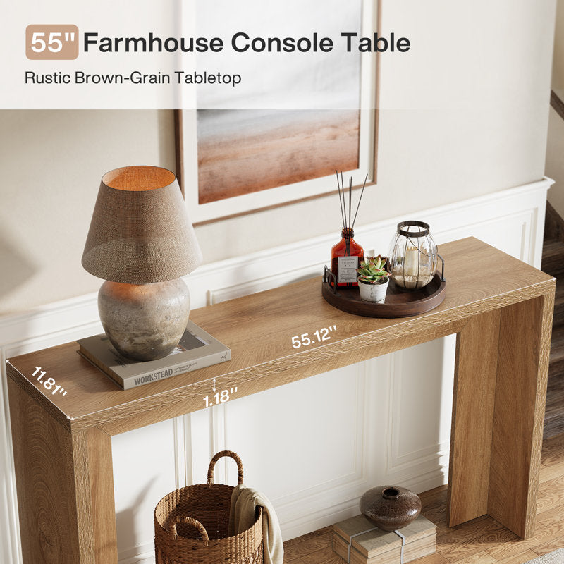 Breslow 55" Wide Rectangular Console Table in Black Grain