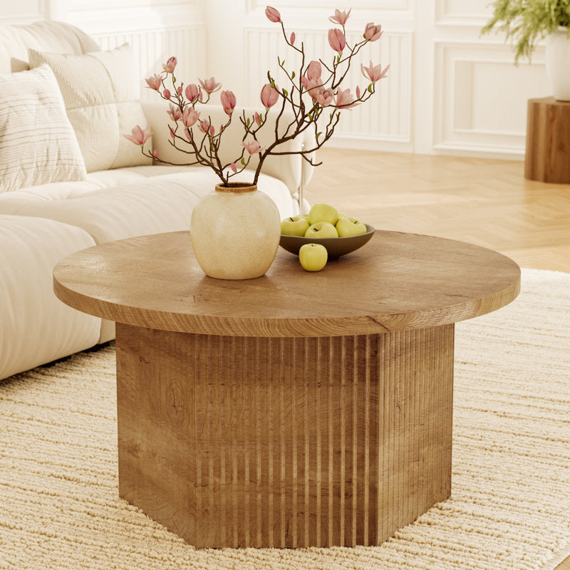 31.5" Lift-Top Round Coffee Table with Drum Base