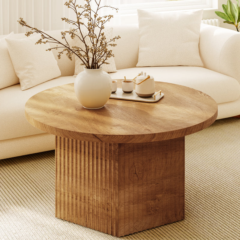 31.5" Lift-Top Round Coffee Table with Drum Base