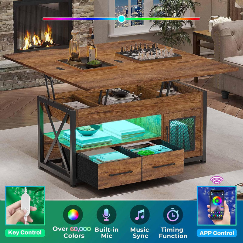 Soukaina Lift-Top Coffee Table with LED Lighting