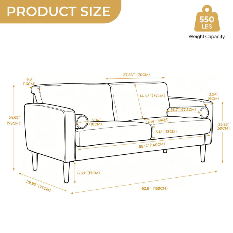 Carmelinda 62.6'' Corduroy Loveseat