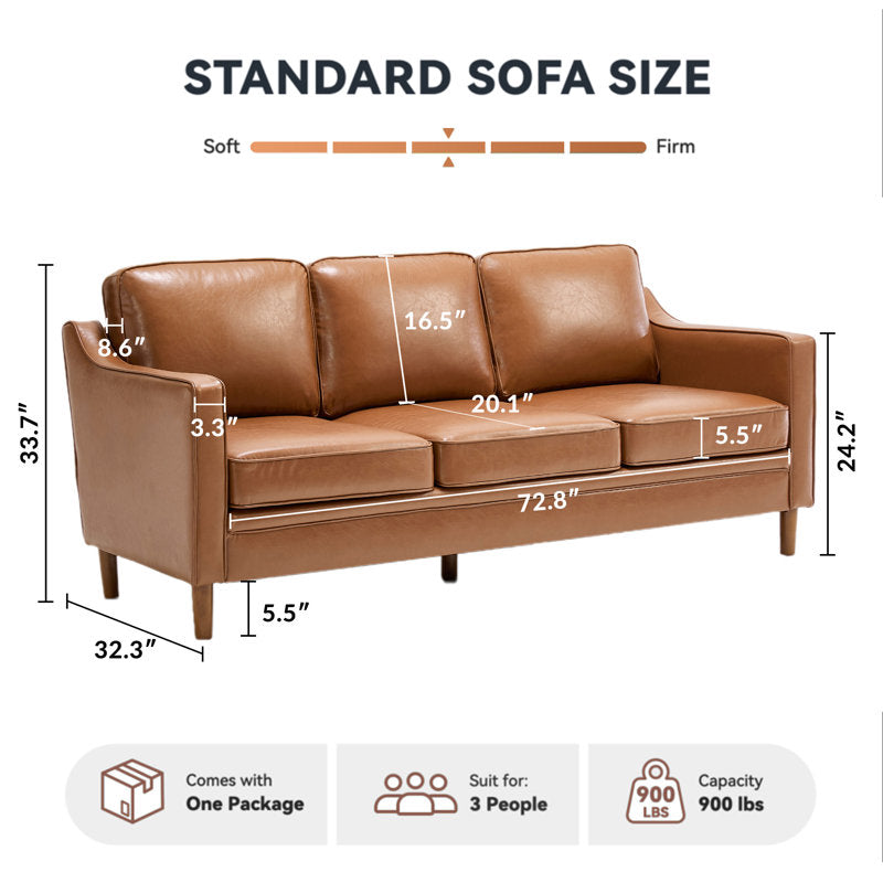 Barton 80.31'' Faux Leather Square Arm Sofa