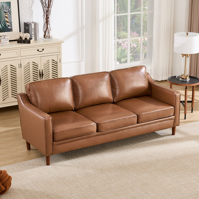 Barton 80.31'' Faux Leather Square Arm Sofa