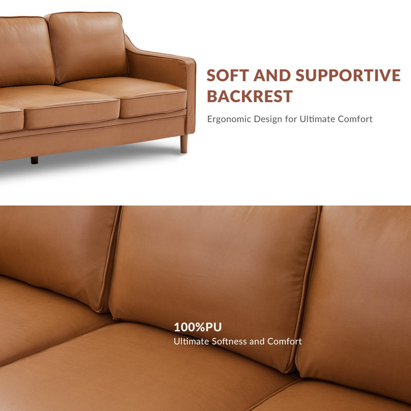 Barton 80.31'' Faux Leather Square Arm Sofa