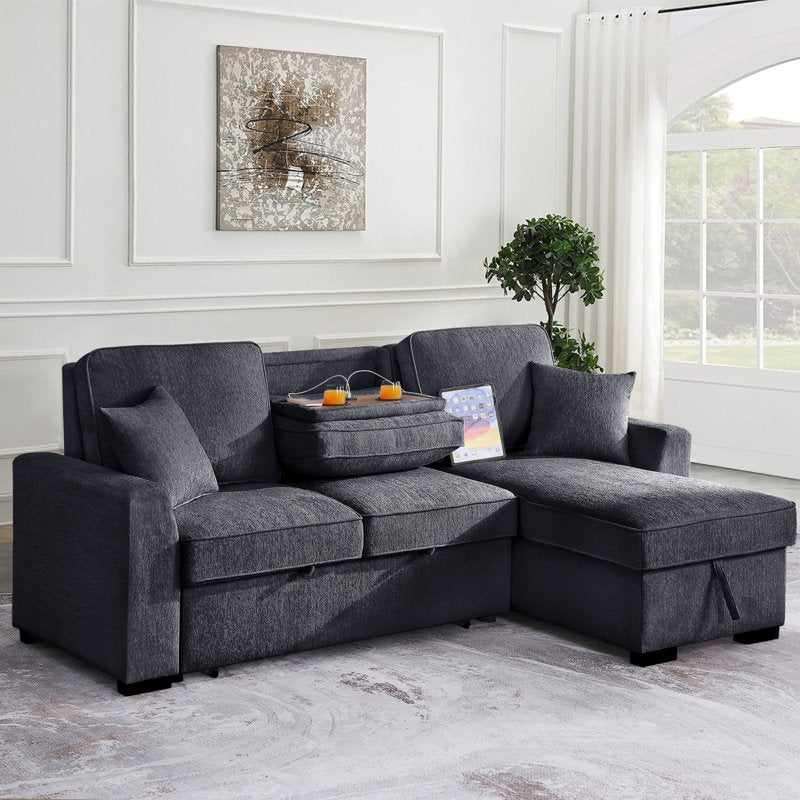 Elfrieda 92" W Reversible Sleeper Sectional with Storage