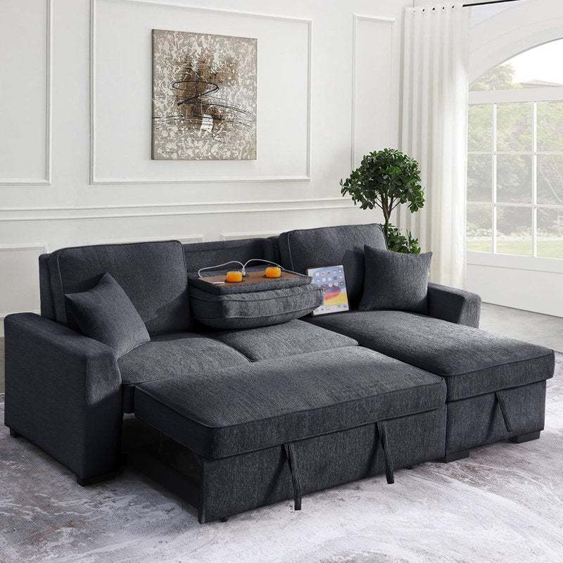 Elfrieda 92" W Reversible Sleeper Sectional with Storage