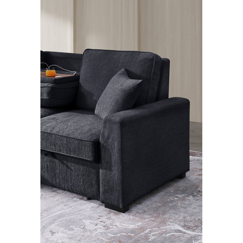 Elfrieda 92" W Reversible Sleeper Sectional with Storage