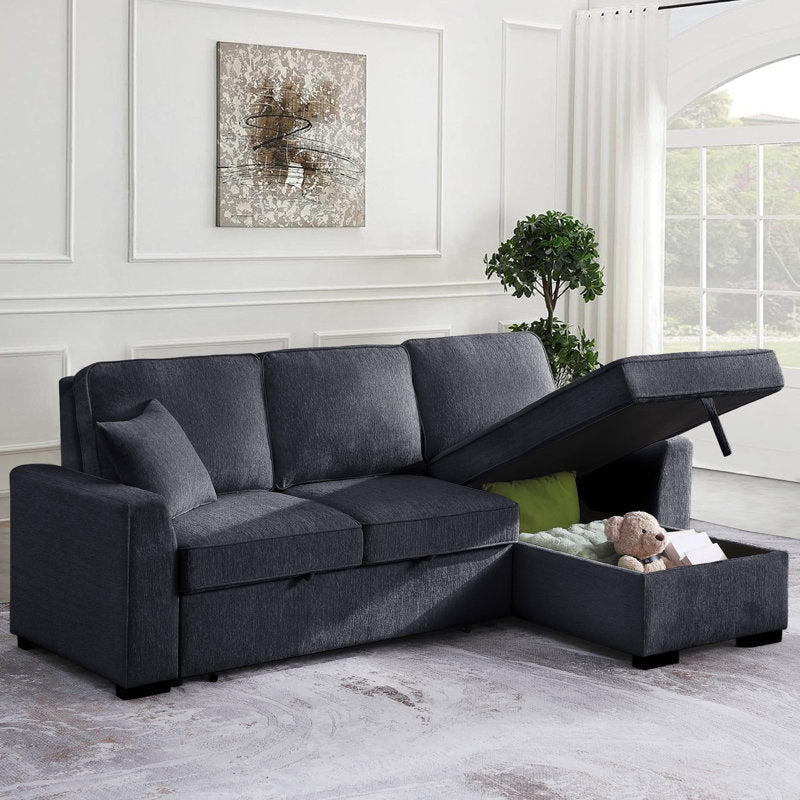 Elfrieda 92" W Reversible Sleeper Sectional with Storage