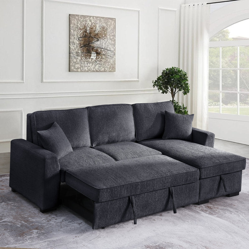 Elfrieda 92" W Reversible Sleeper Sectional with Storage