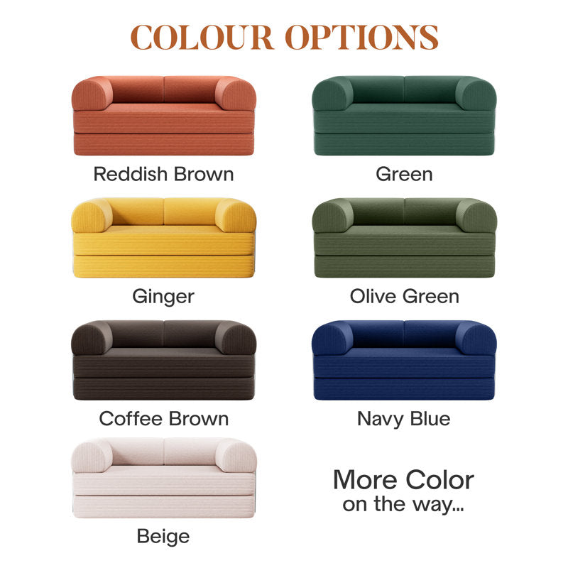 Corduroy Foldable Sofa Bed with High-Rebound Density Sponge