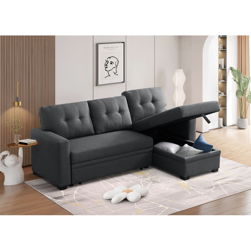 3-Piece Pull-Out Sofa Bed With Reversible Storage Chaise