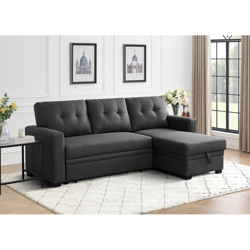 3-Piece Pull-Out Sofa Bed With Reversible Storage Chaise