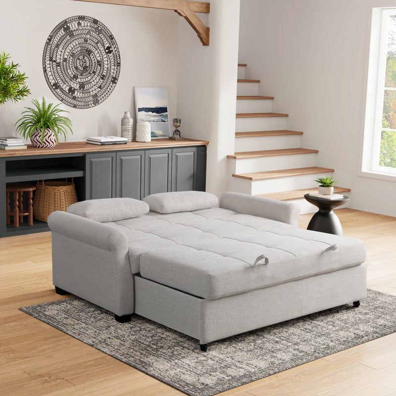 Sabrina 73" Queen Rolled Arm Tufted Back Convertible Sleeper Sofa with Cushions