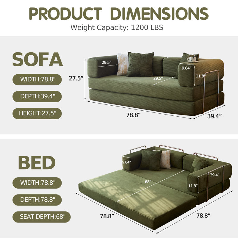 Kaveri Convertible Sofa Bed - Foldable Floor Couch - Modular Sectional for Living Room, Bedroom, Studio - Compression Sofa in Box