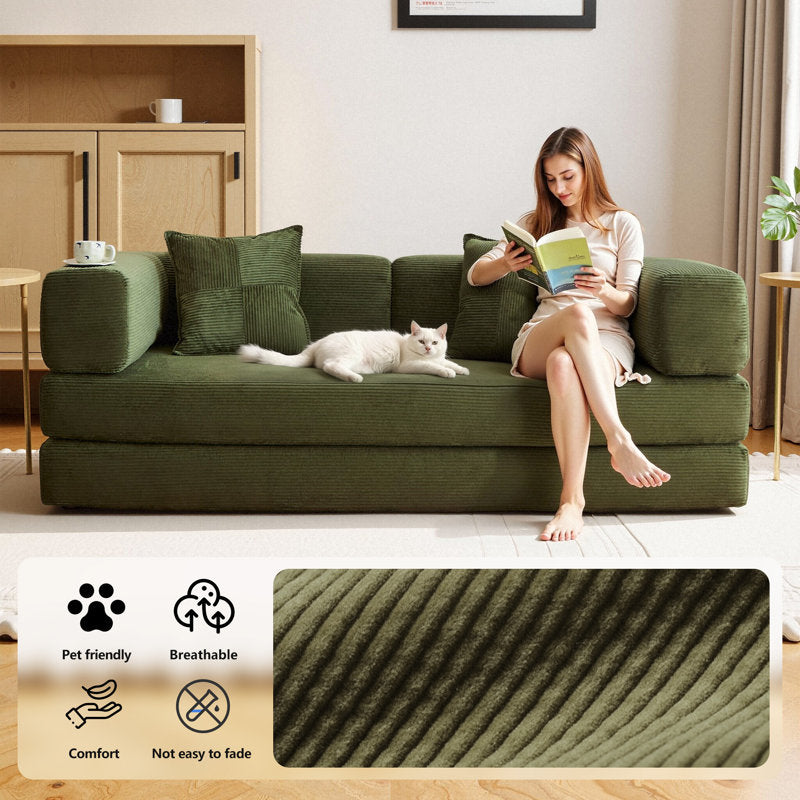 Kaveri Convertible Sofa Bed - Foldable Floor Couch - Modular Sectional for Living Room, Bedroom, Studio - Compression Sofa in Box