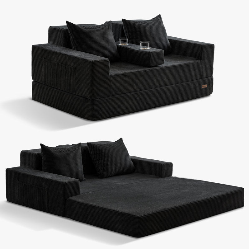 Boneless 4 In 1 Convertible Boneless Sofa Couch Foldable Floor Sofa Bed In A Box With 2 Cup Holders