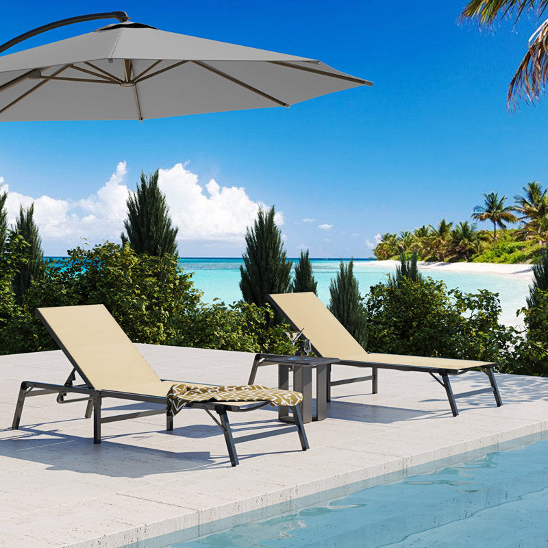 5-Position Adjustable Textilene Outdoor Chaise Lounge