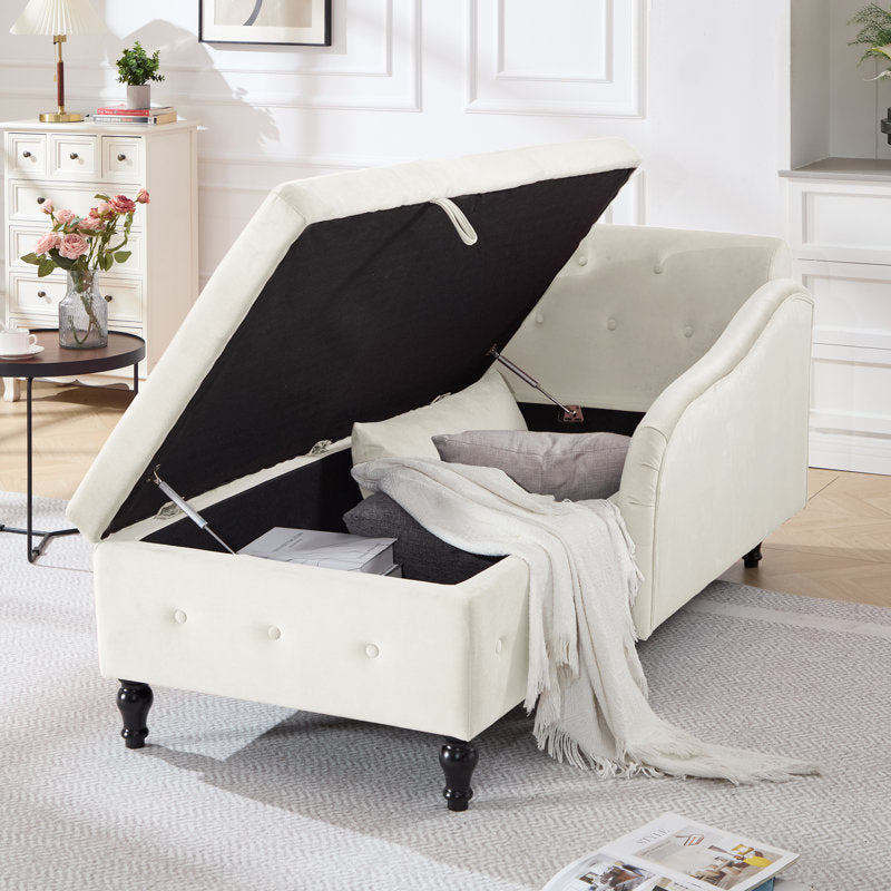 Maci 74"L Oversized Upholstered Velvet Storage Deep Seat Chaise Lounge with Hidden Storage