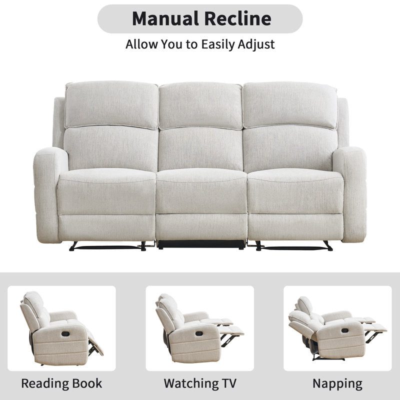 79.8" Wide Modern and Overstuffed Soft Manual Reclining Sofa