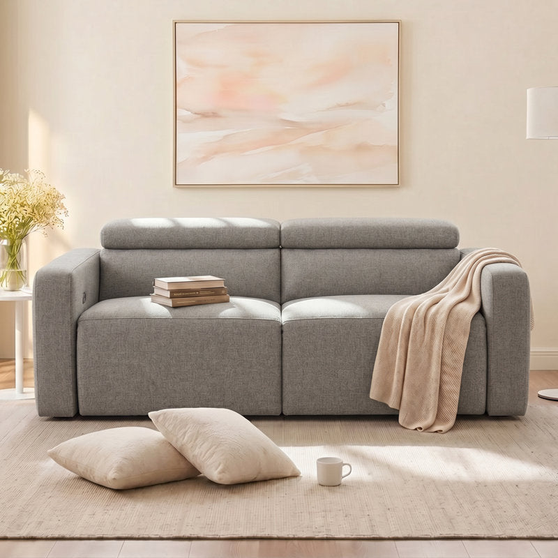 72" Wide Modern Fabric Manual 2-Seater Reclining Sofa