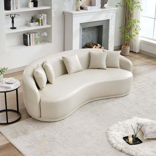 68” Curved Sofa With Lambswool Upholstery And Solid Wood Frame – Perfect For Living Rooms, Offices, And More