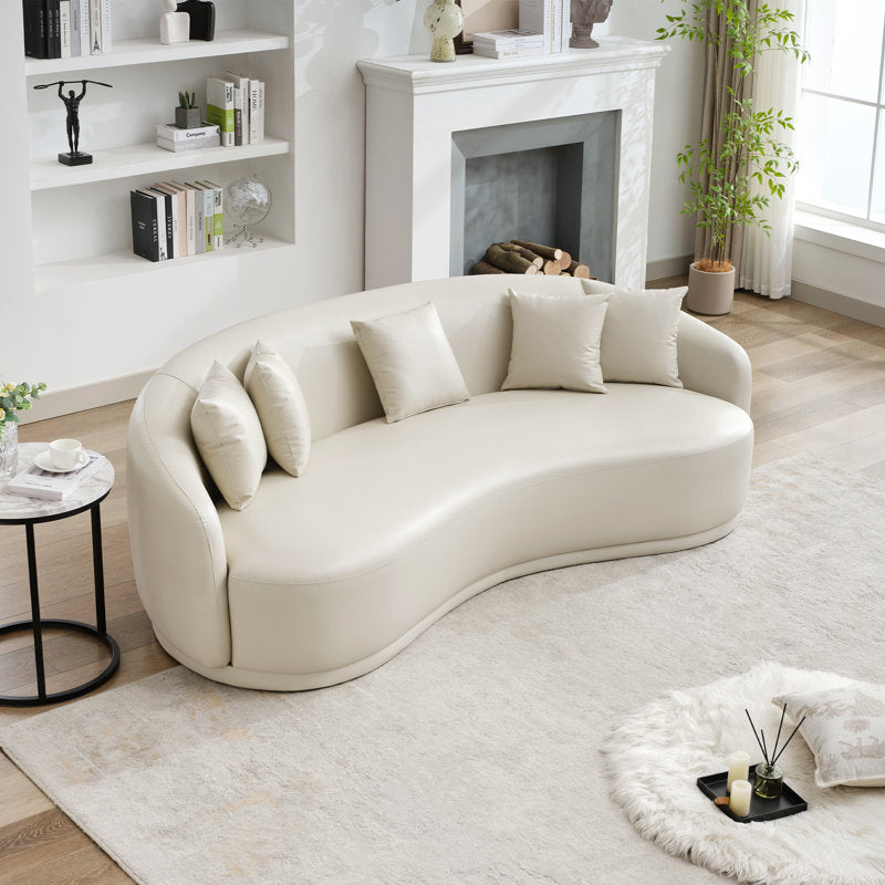 68” Curved Sofa With Lambswool Upholstery And Solid Wood Frame – Perfect For Living Rooms, Offices, And More
