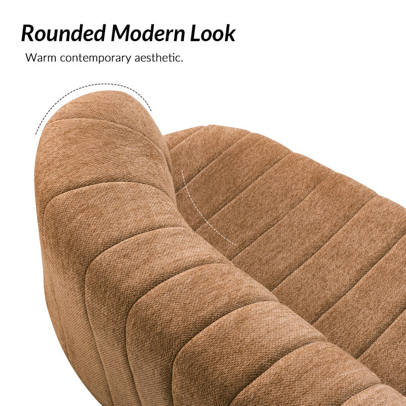 95.5"W Modern Curved Boneless Channel Tufted Compressed Sofa