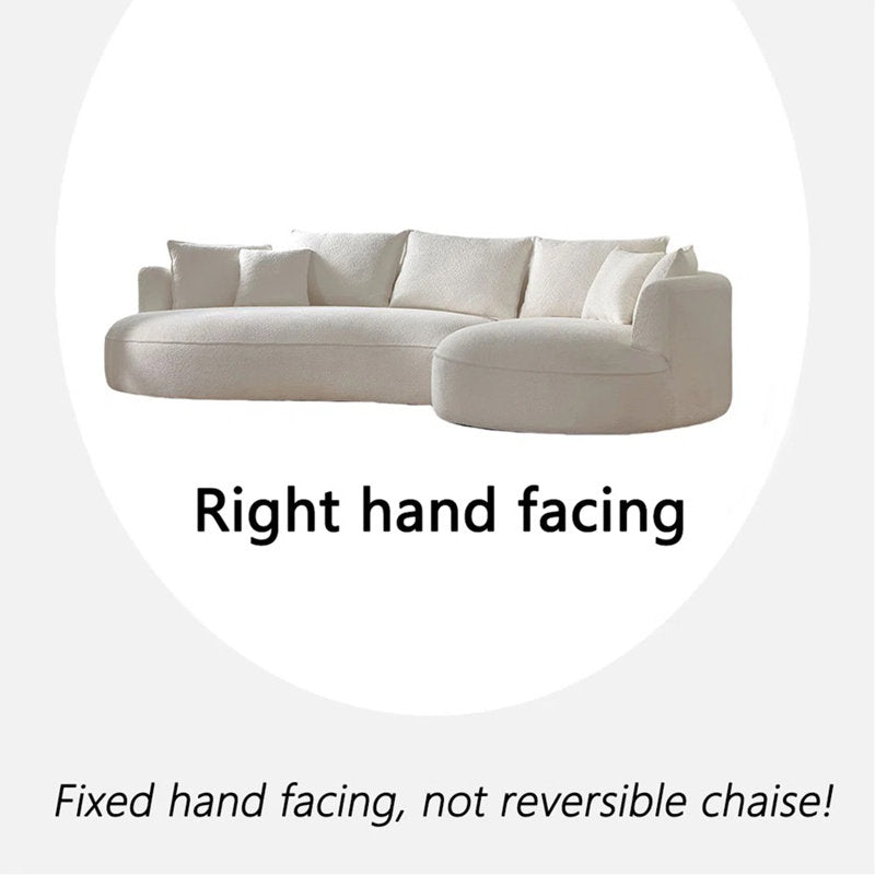 114" Curved Compressed Boucle Sectional Sofa, L-Shaped Cloud Couch with High Resilience Foam, No Assembly Required for Large Spaces