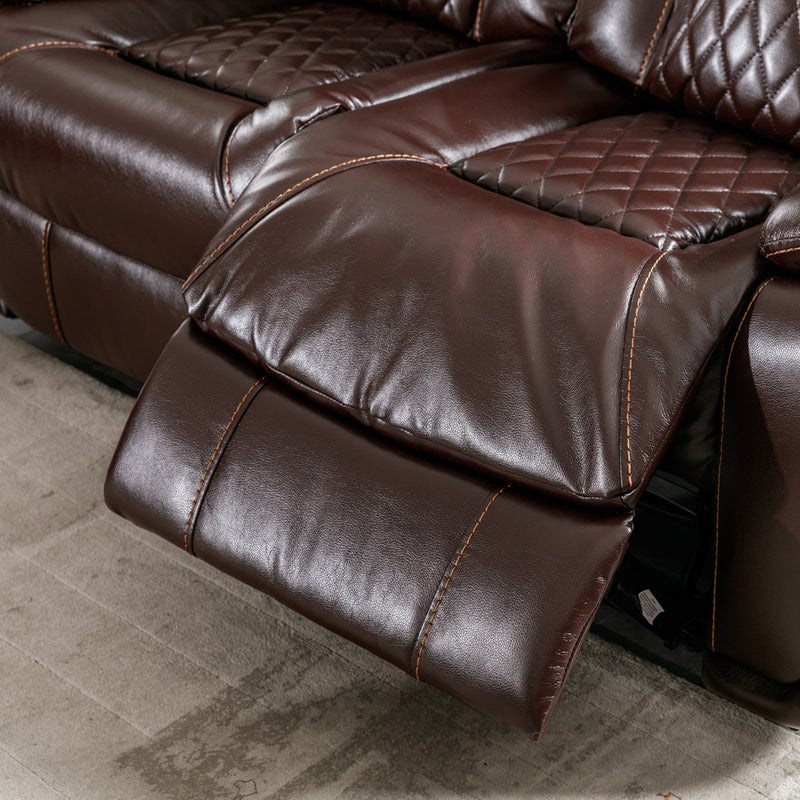 62.6'' Wide Diamond Stitching Breathable Leather Power Reclining Loveseat with USB