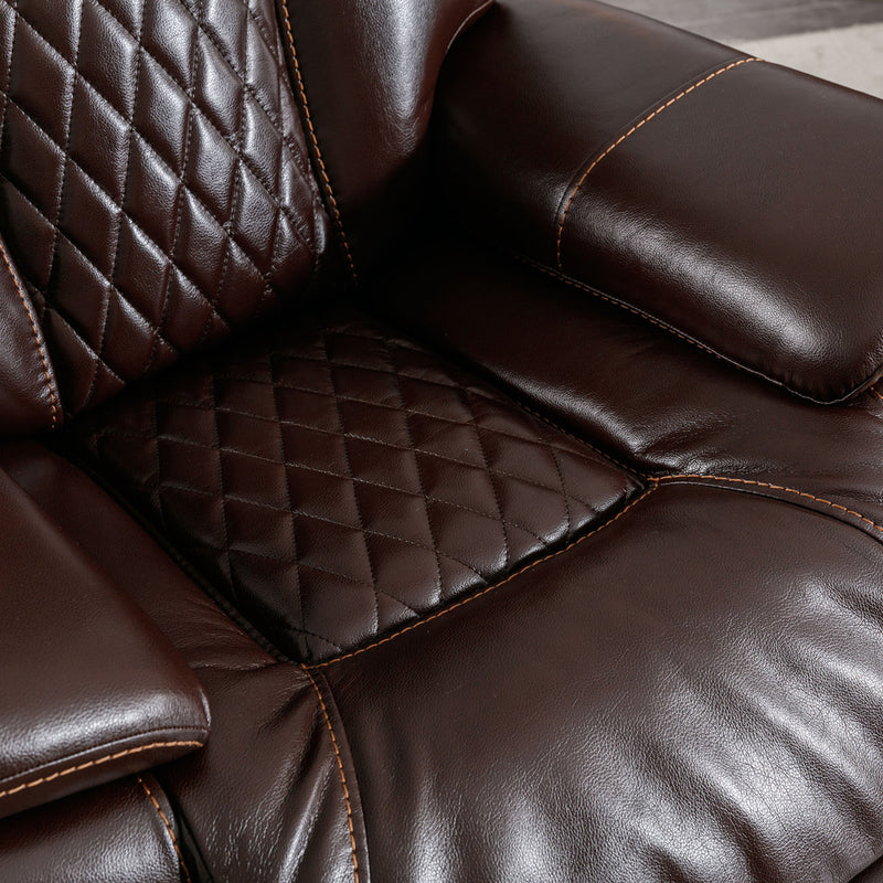 62.6'' Wide Diamond Stitching Breathable Leather Power Reclining Loveseat with USB